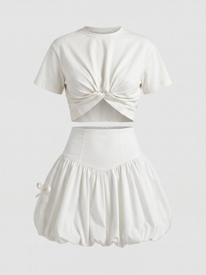 High Waisted Voluminous Bubble Mini Skirt