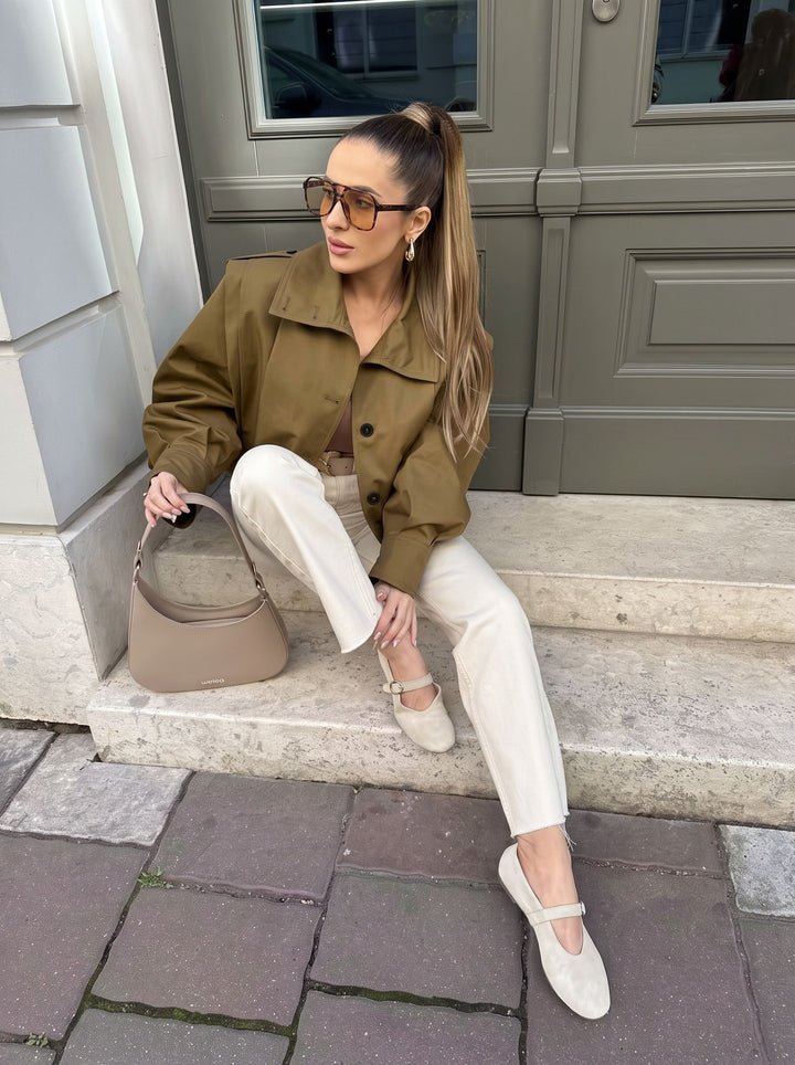 Oversized Pleated Button Down Jacket