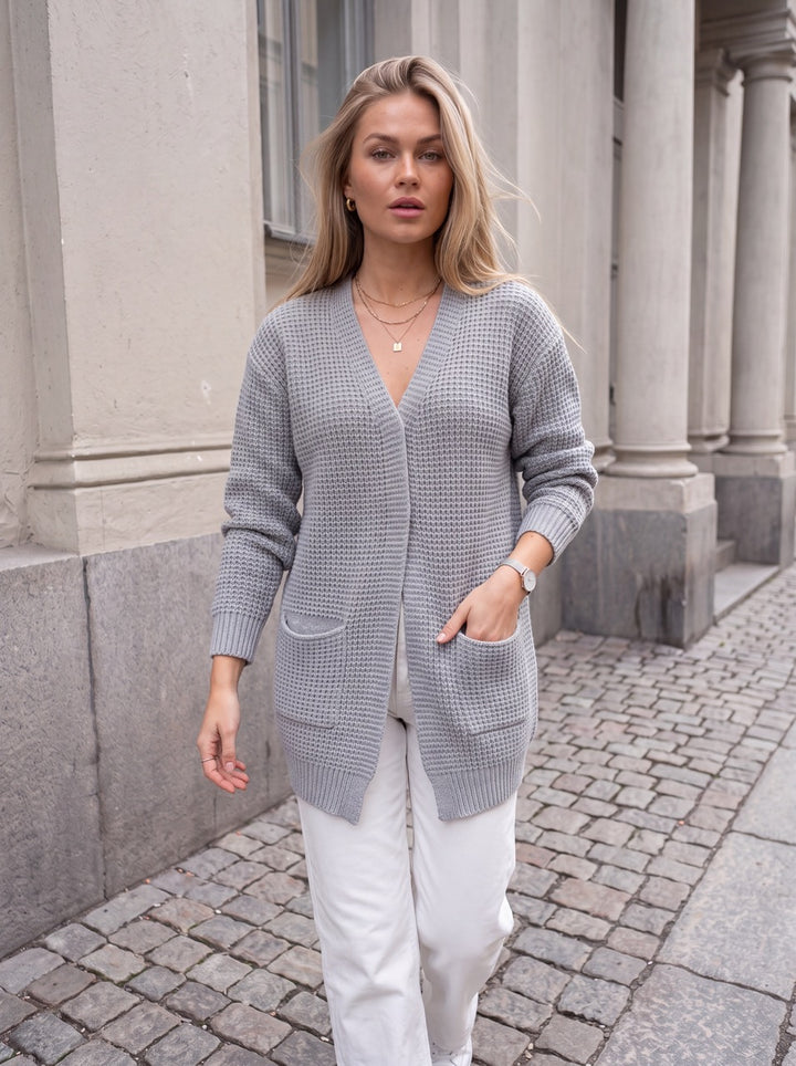 Oversized Ribbed Knit Long Cardigan
