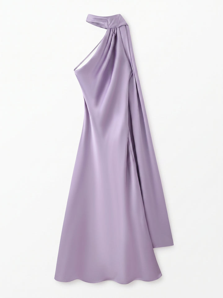 Satin Halter Neck Midi Dress