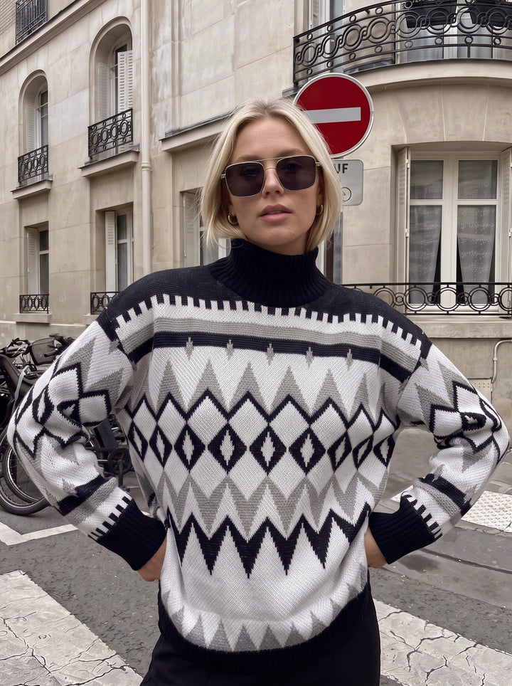 Cozy Fair Isle Mock Neck Sweater