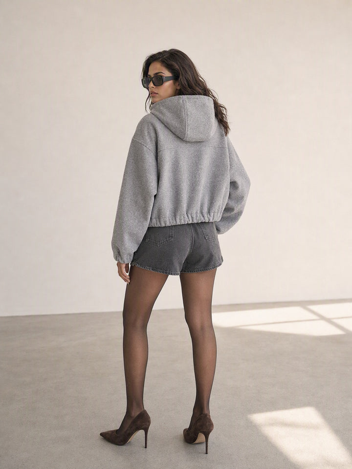 Cozy Cropped Zip Up Hoodie