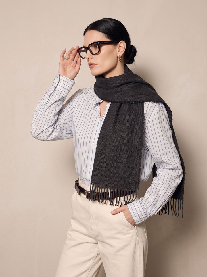 Soft Herringbone Pattern Winter Scarf