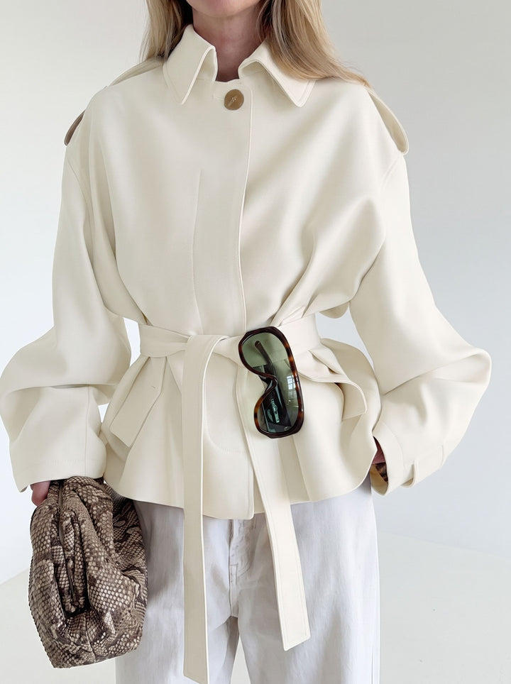 Elegant Belted Cropped Trench Coat