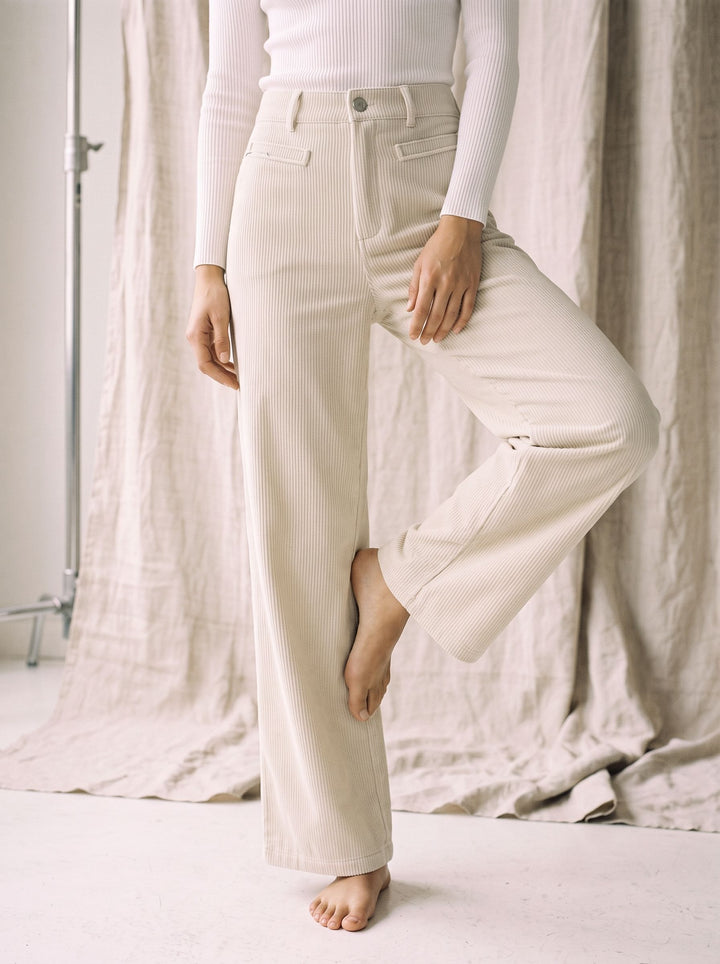 High Waisted Wide Leg Corduroy Pants