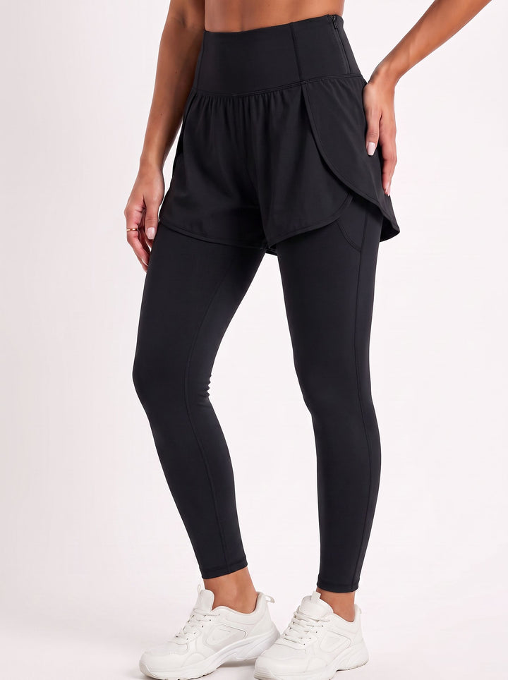 High Waisted Pocketed Skirted Leggings