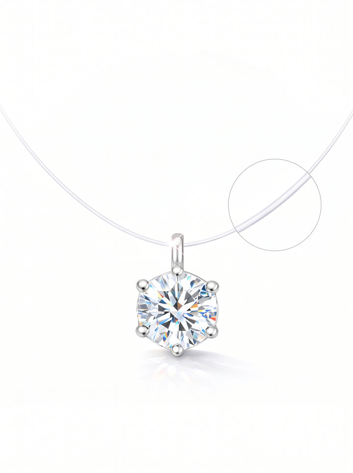 Minimalist Invisible Floating Diamond Necklace