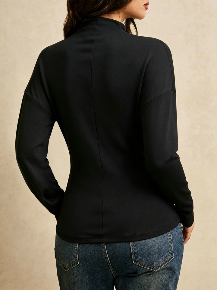 Ruched Metal Detail Long Sleeve Top