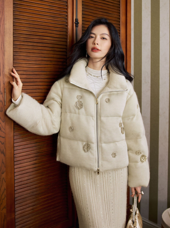 Embellished Knit Puffer Jacket