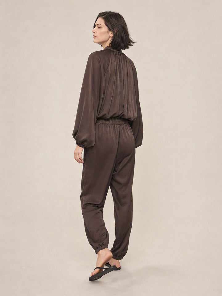 Satin Pleated Lantern Sleeve Pant Set