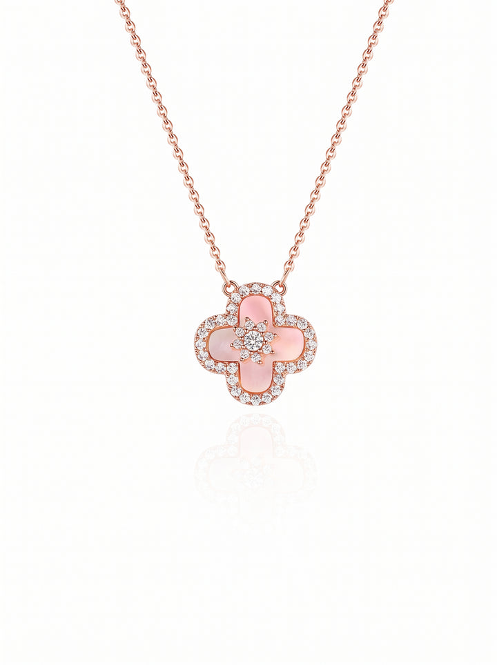 Dainty Floral Shell Clover Necklace