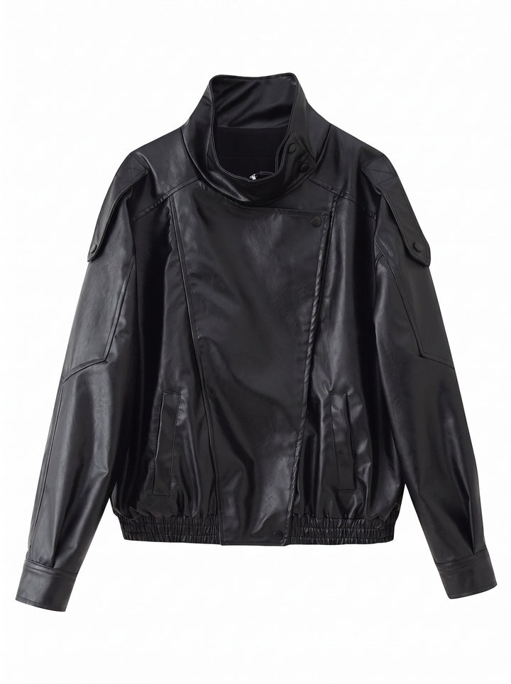 Oversized Moto Faux Leather Jacket