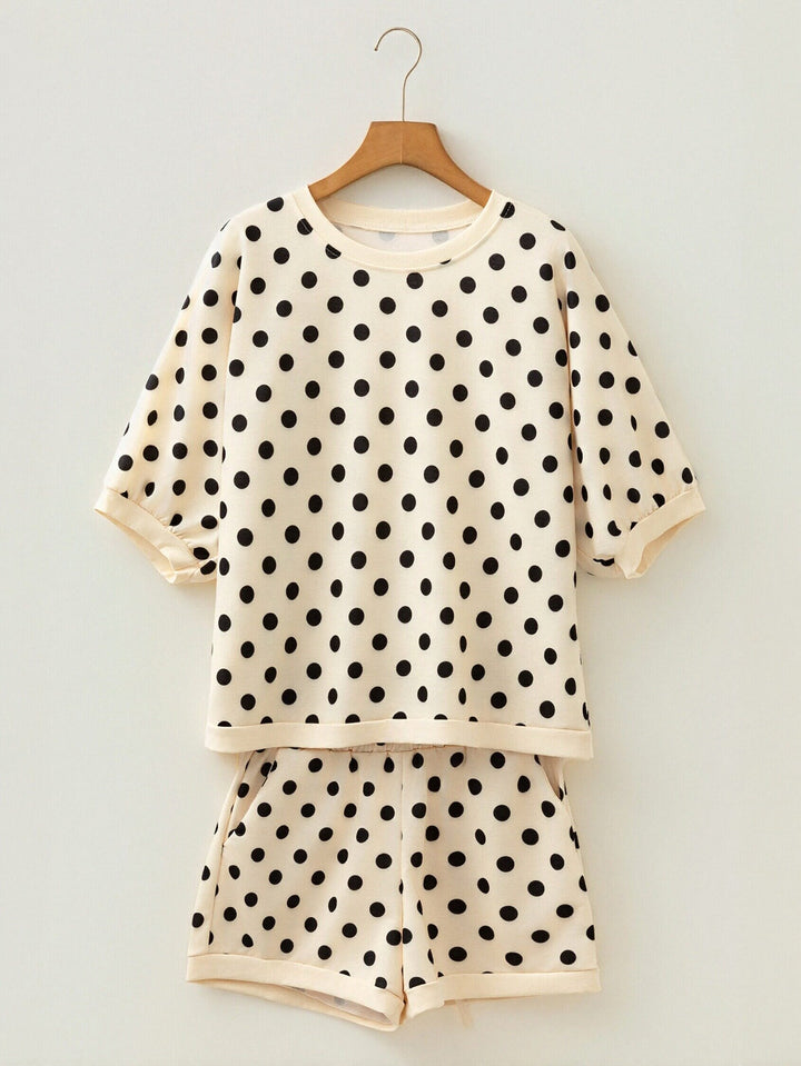 Casual Polka Dot Short Set