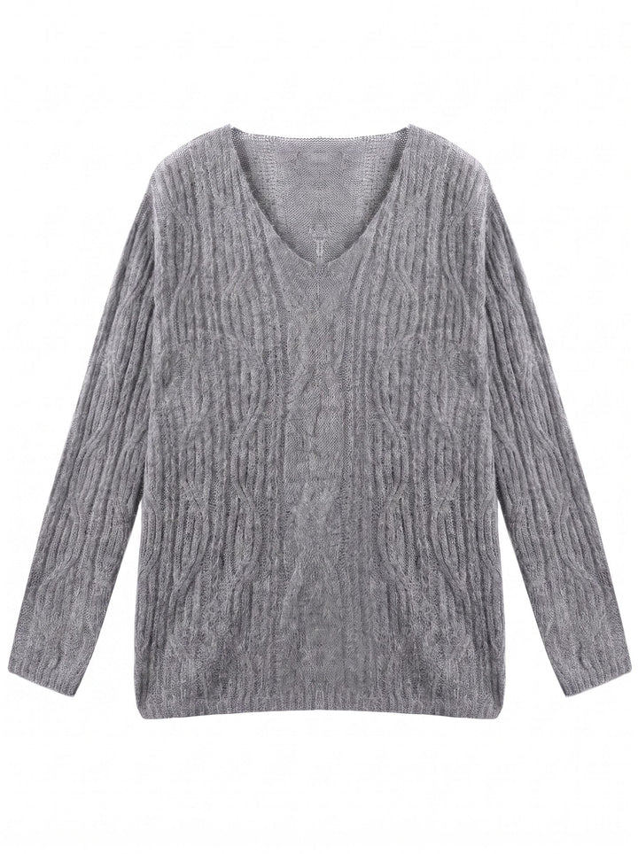 Cozy Textured V Neck Sweater