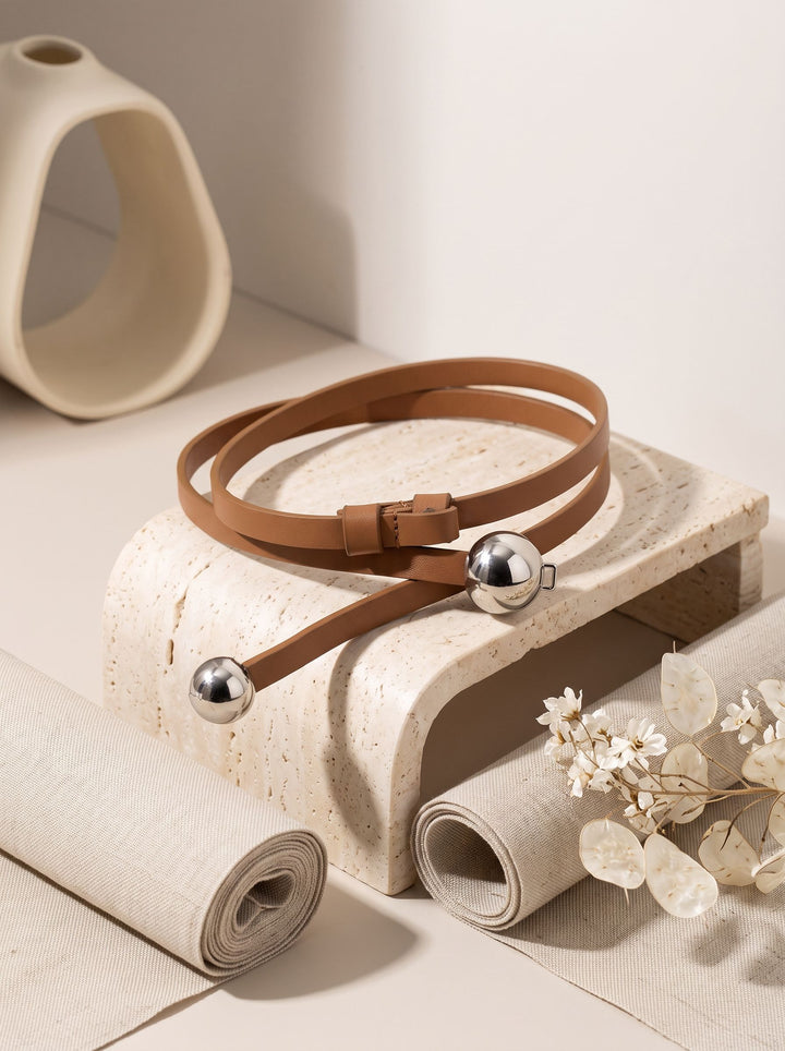 Minimalist Slim Metal Ball Waist Belt