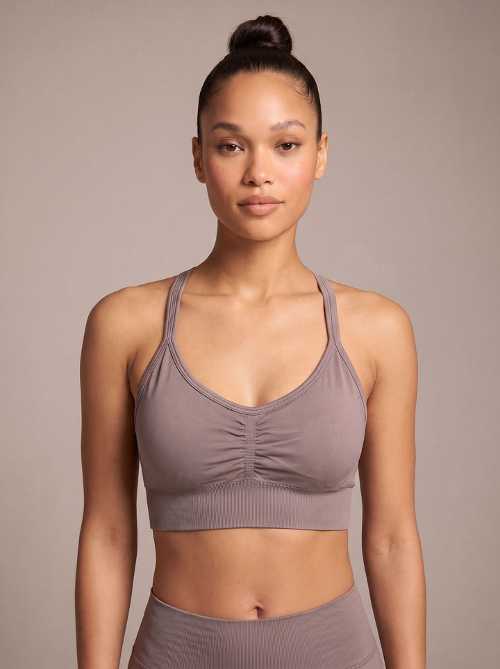 Seamless Ruched Racerback Sports Bra
