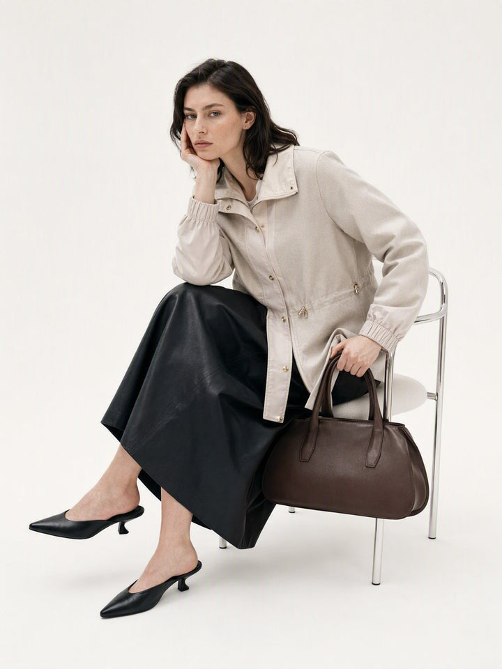 Shimmer Drawstring Waist Utility Jacket