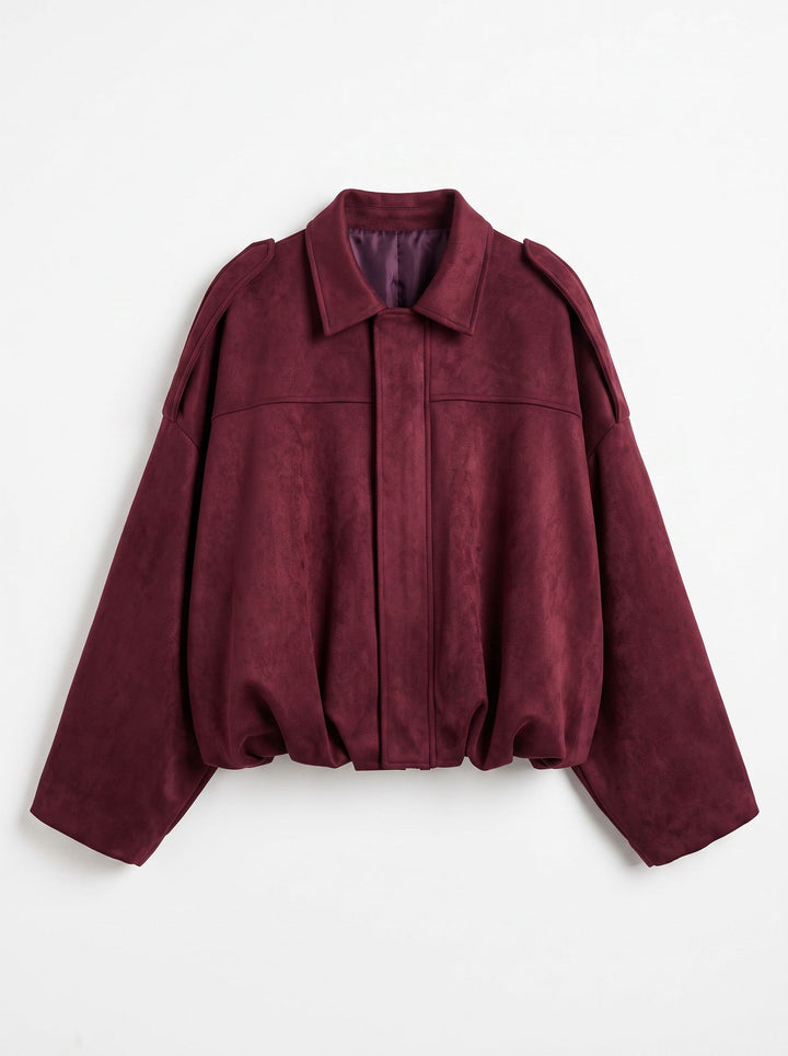 Oversized Suede Bubble Hem Jacket