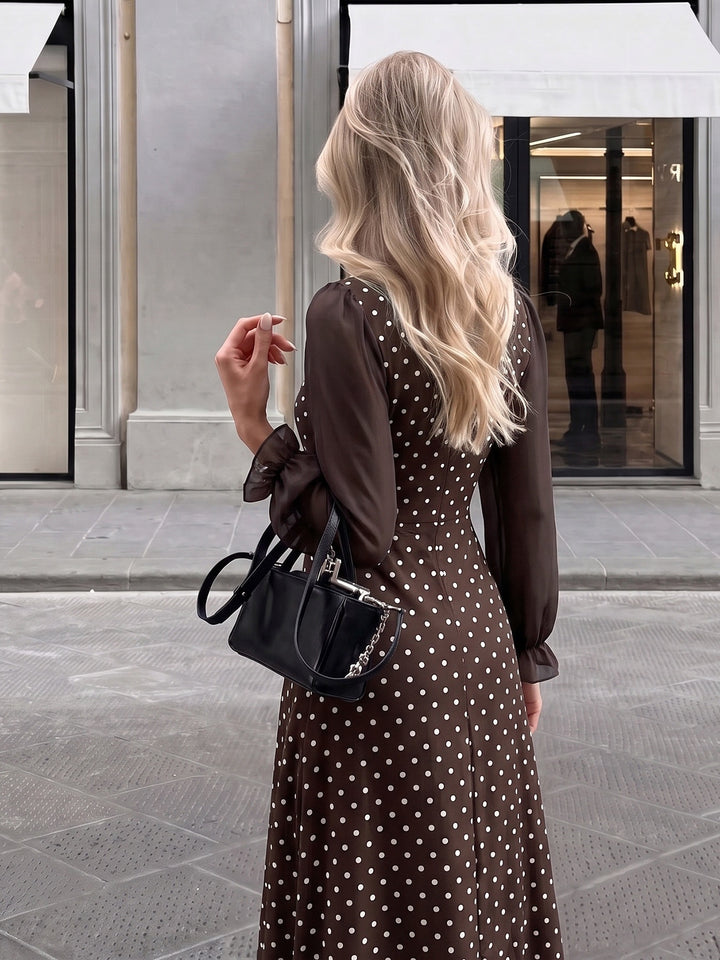 Vintage Polka Dot Square Neck Dress