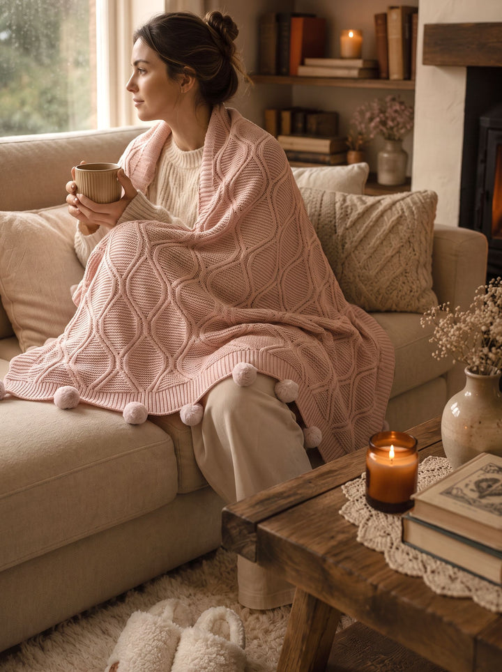 Soft Cozy Cable Knit Throw Blanket