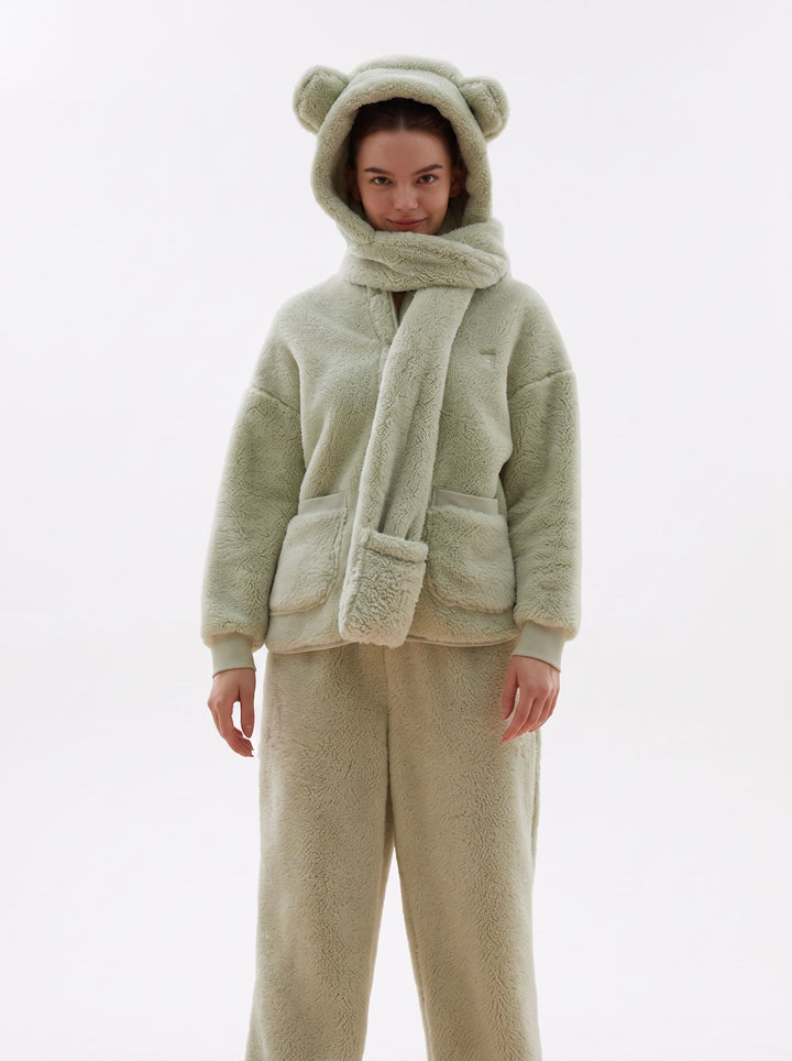 Cozy Fuzzy Bear Hooded Lounge Set