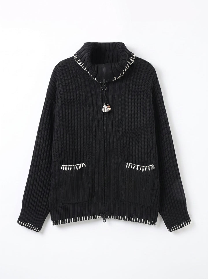 Chunky Ribbed Zip Up Cardigan