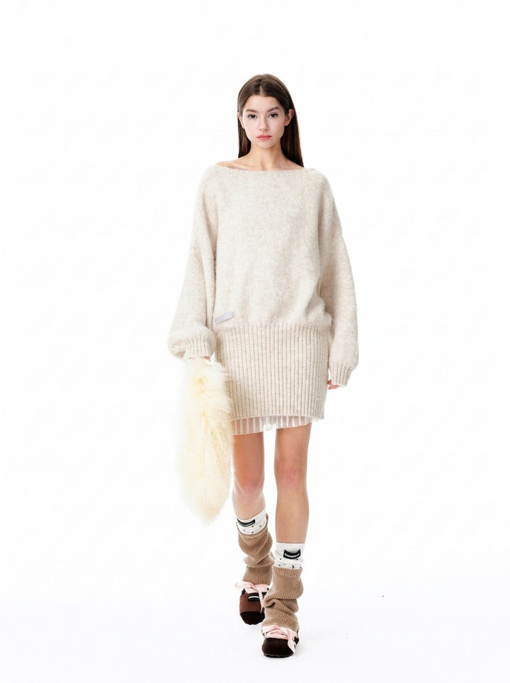 Cozy Oversized Ribbed Knit Sweater Dress