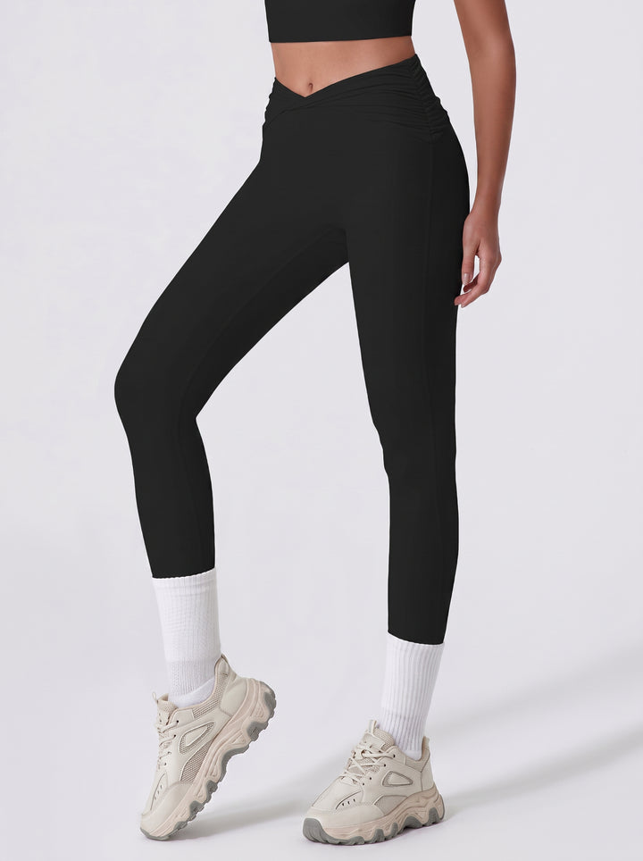 High Waisted Crossover Ruched Leggings