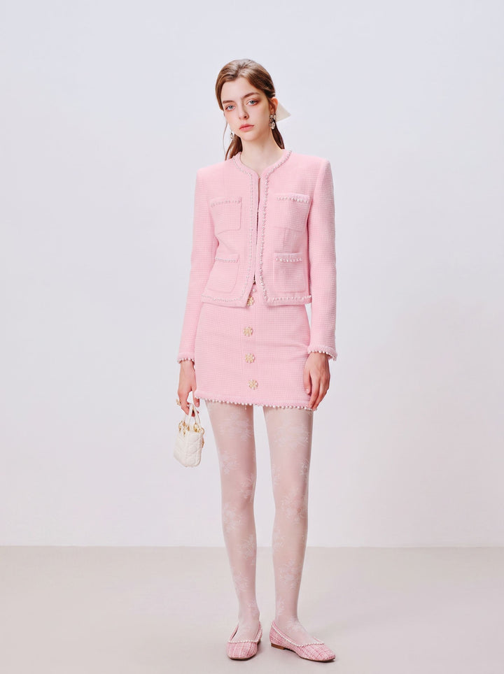 Beaded Tweed Cropped Jacket