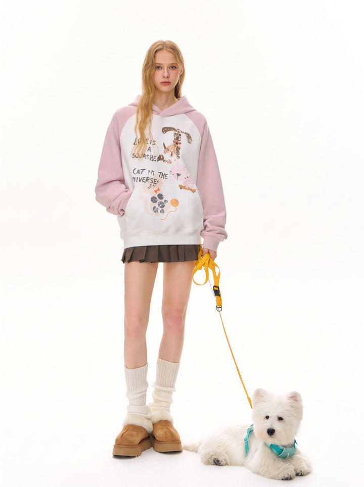 Oversized Graphic Raglan Sleeve Hoodie