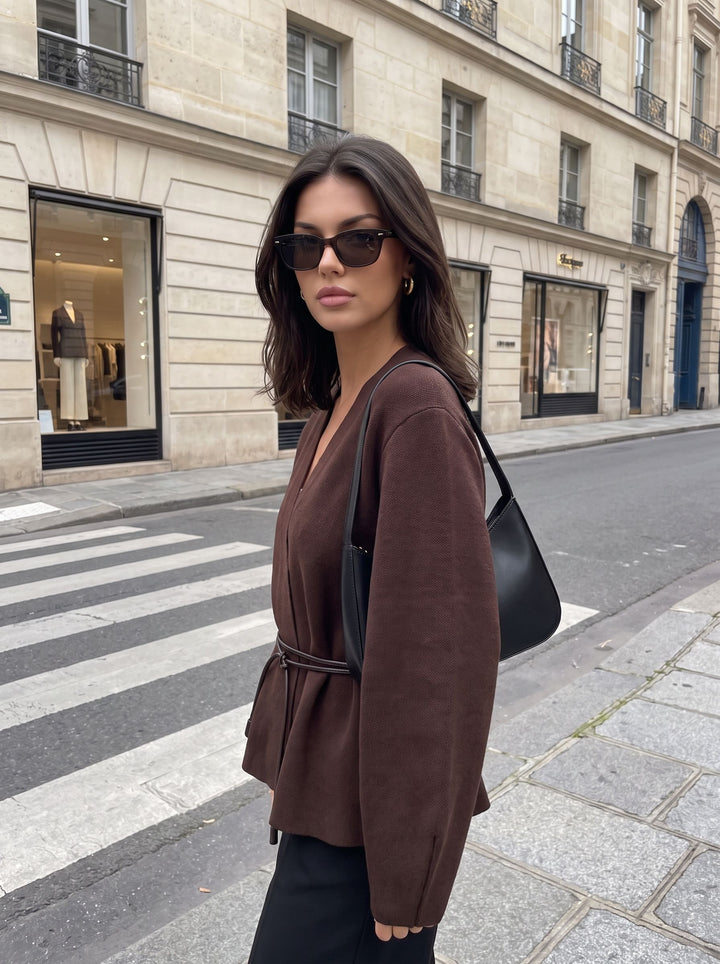 V Neck Peplum Knit Cardigan