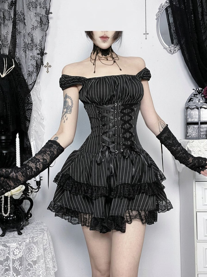 Gothic Lace Corset Mini Dress