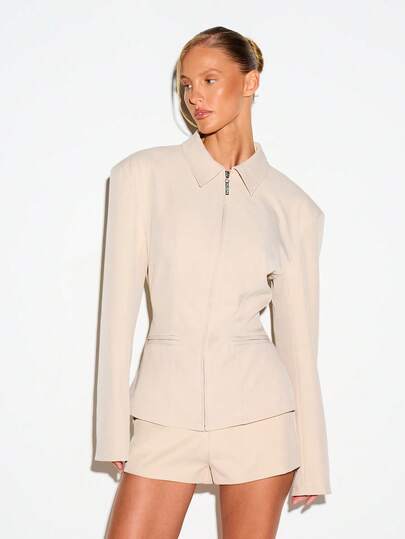 Tailored Zip Up Blazer Jacket