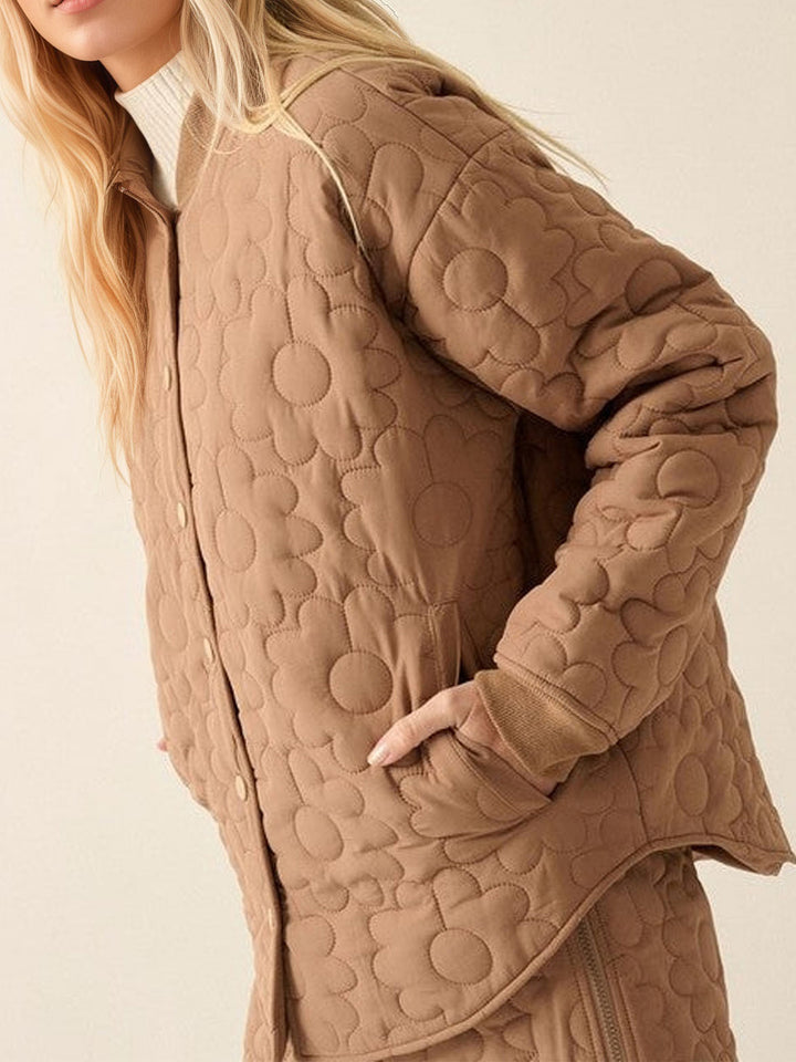 Floral Quilted Lightweight Snap Jacket