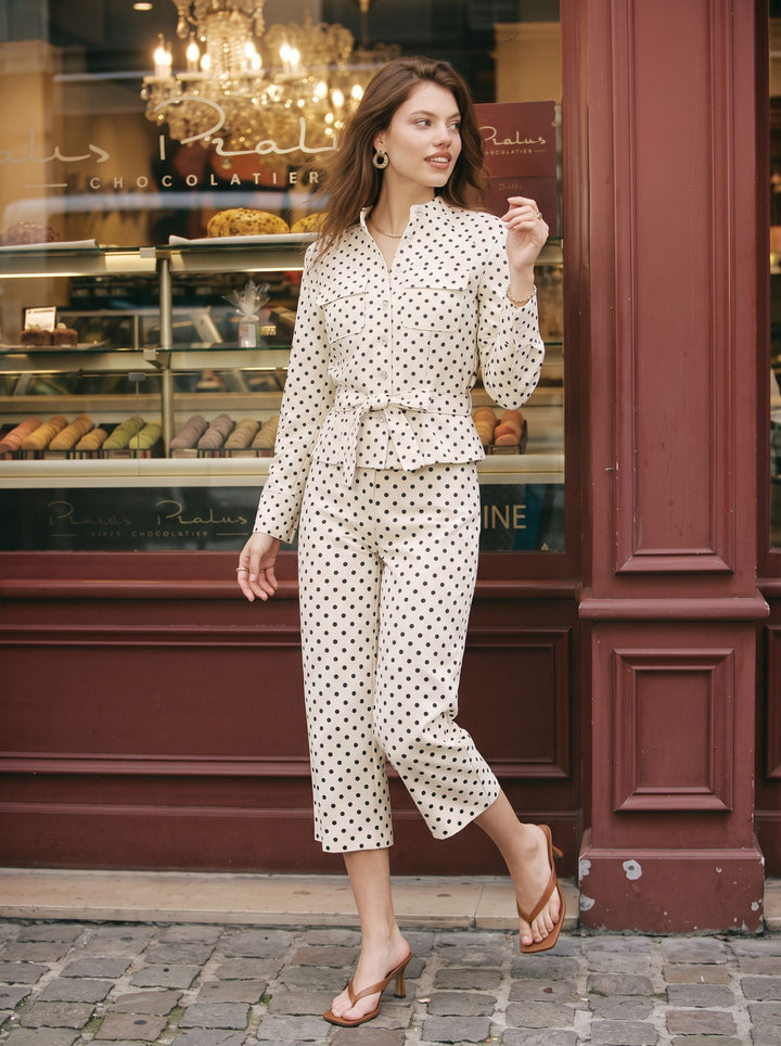 Polka Dot Belted Pants Set