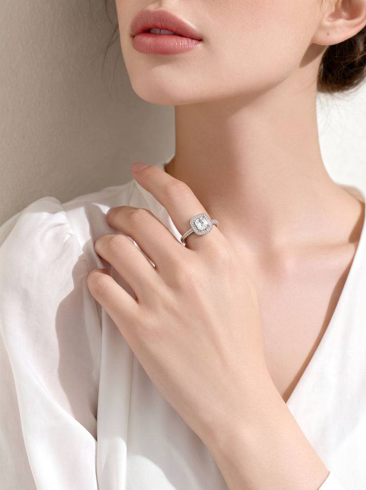 Sparkling Cushion Cut Adjustable Ring