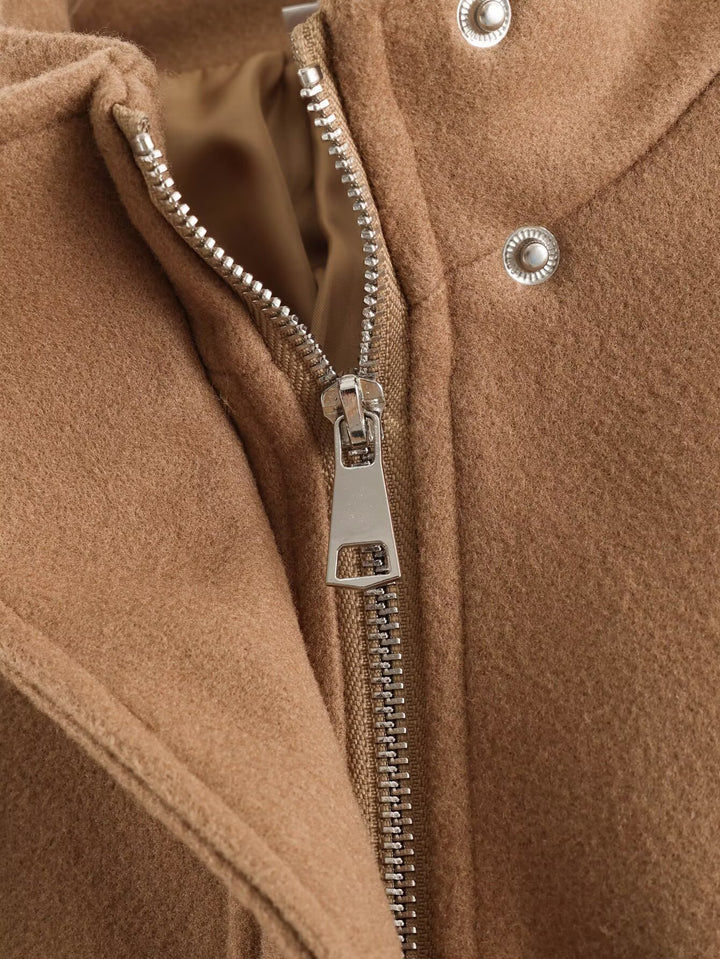 Cozy Fleece Stand Collar Utility Jacket