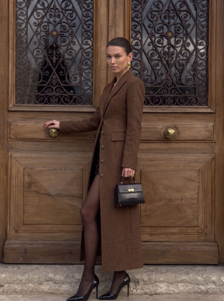 Tailored Fitted Button Long Wool Coat