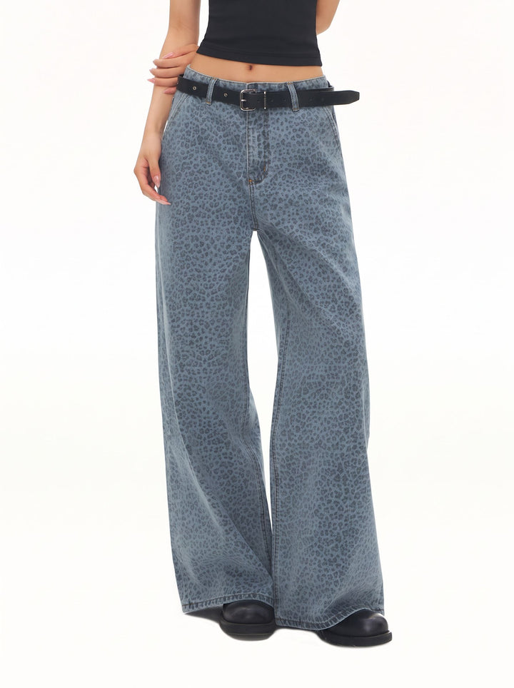 Leopard Print Wide Leg Jeans