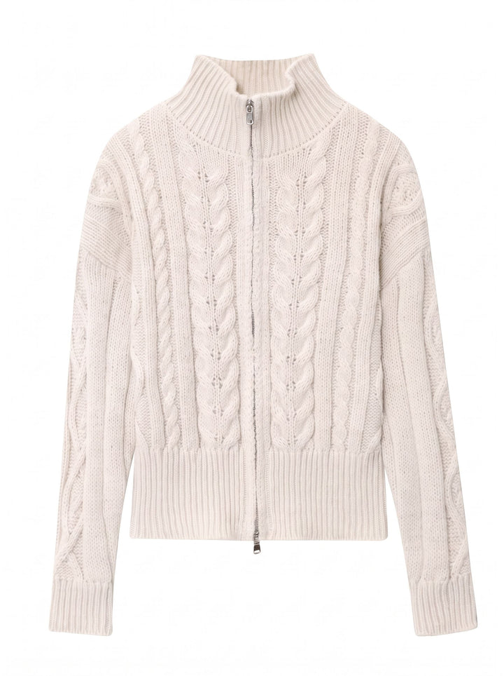 Cozy Cable Knit Zip Cardigan