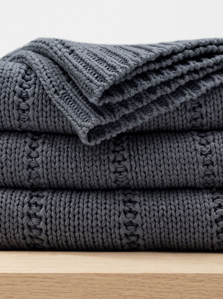 Soft Chunky Knit Textured Throw Blanket
