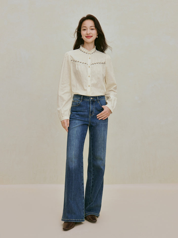 Embroidered Cotton Jacquard Button Down Shirt