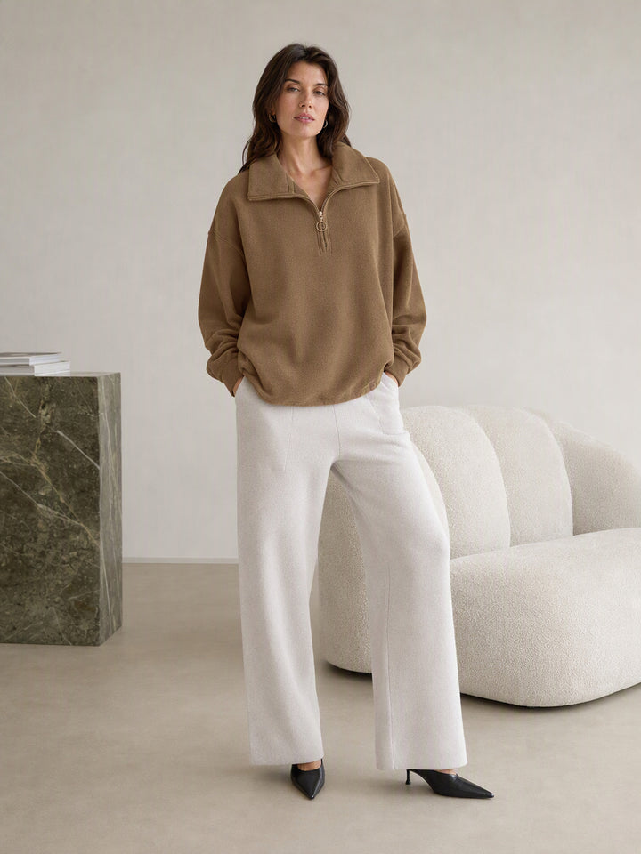 Oversized Quarter Zip Fleece Sweatshirt