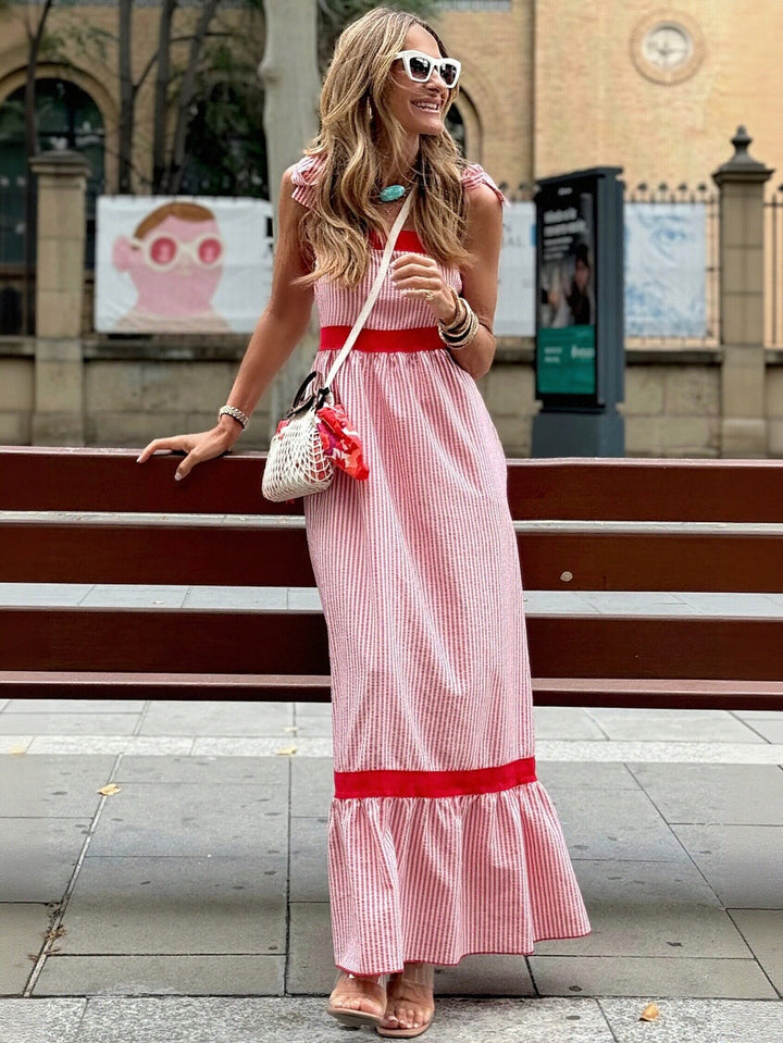 Striped Tie Strap Midi Dress