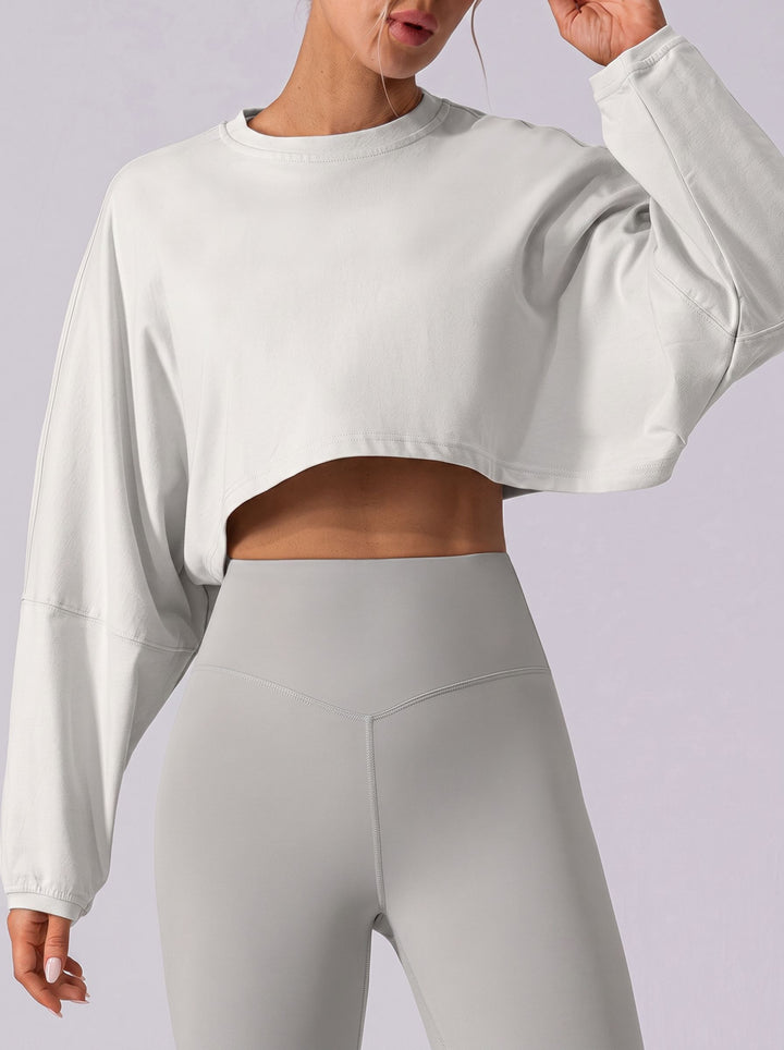Oversized Cropped Long Sleeve Workout Tee