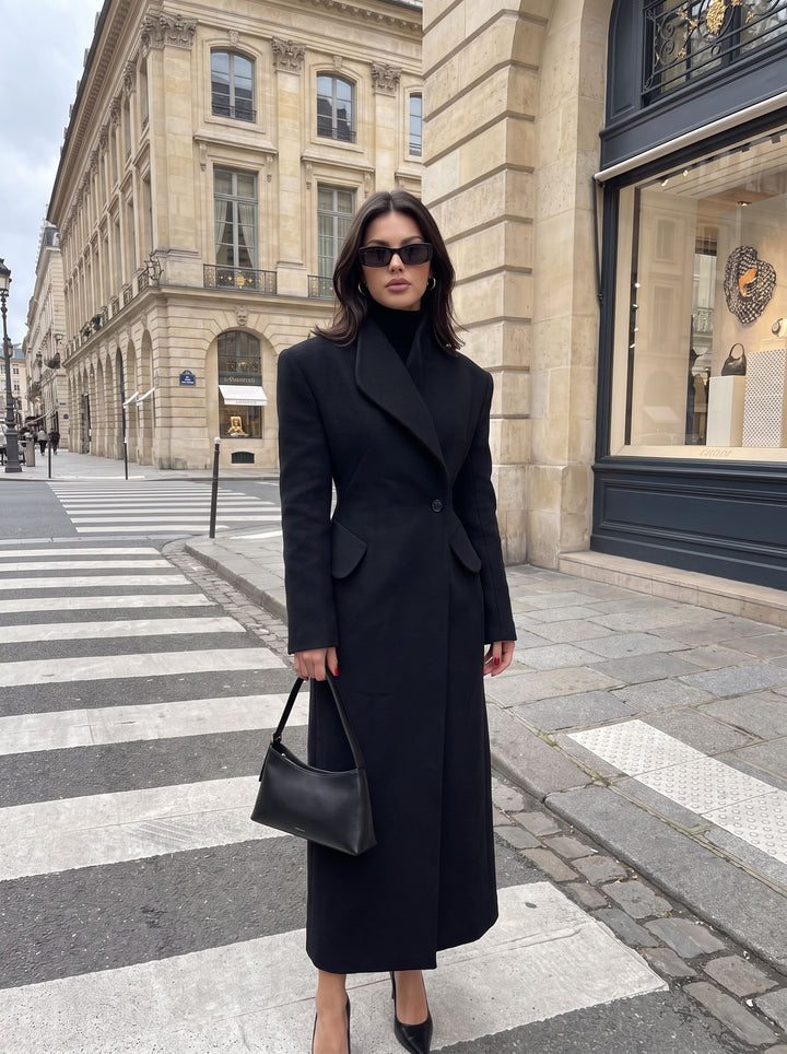 Elegant Slim Fit Long Wool Coat