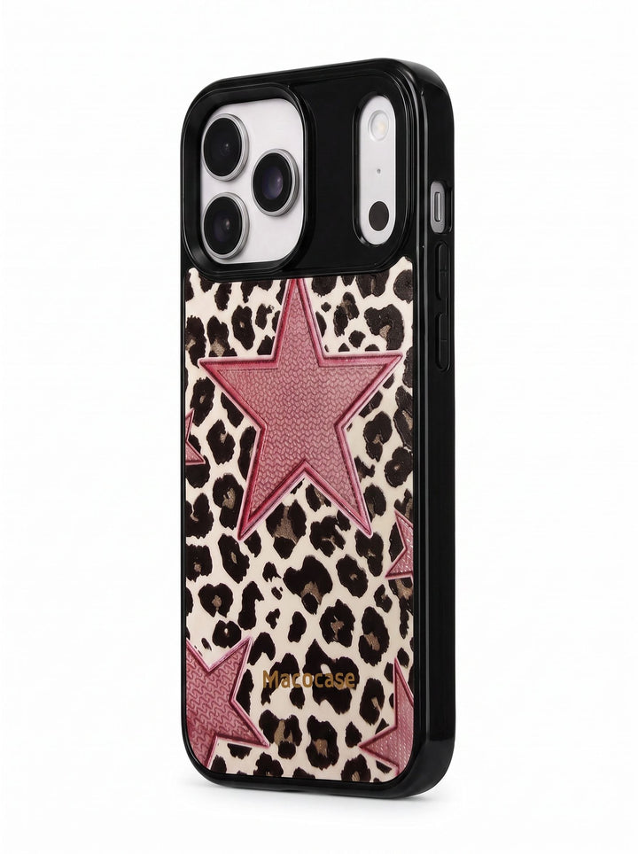 Leopard Pattern with Pink Stars Phone Case