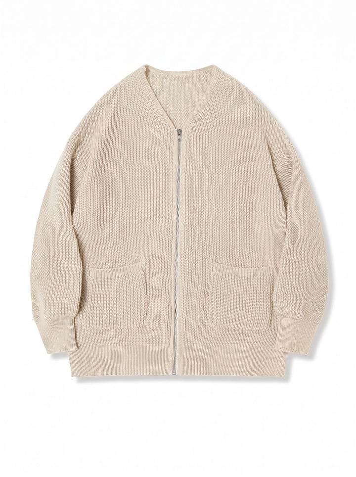 Oversized Chunky Knit Zip Cardigan