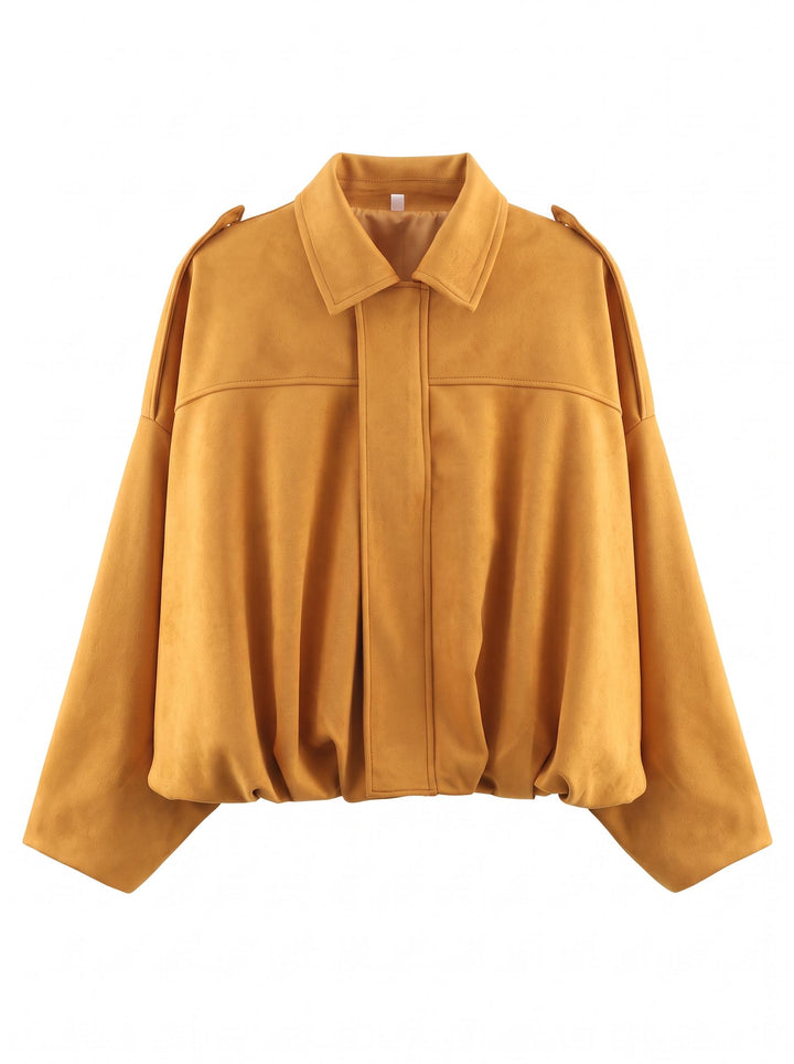 Oversized Suede Bubble Hem Jacket