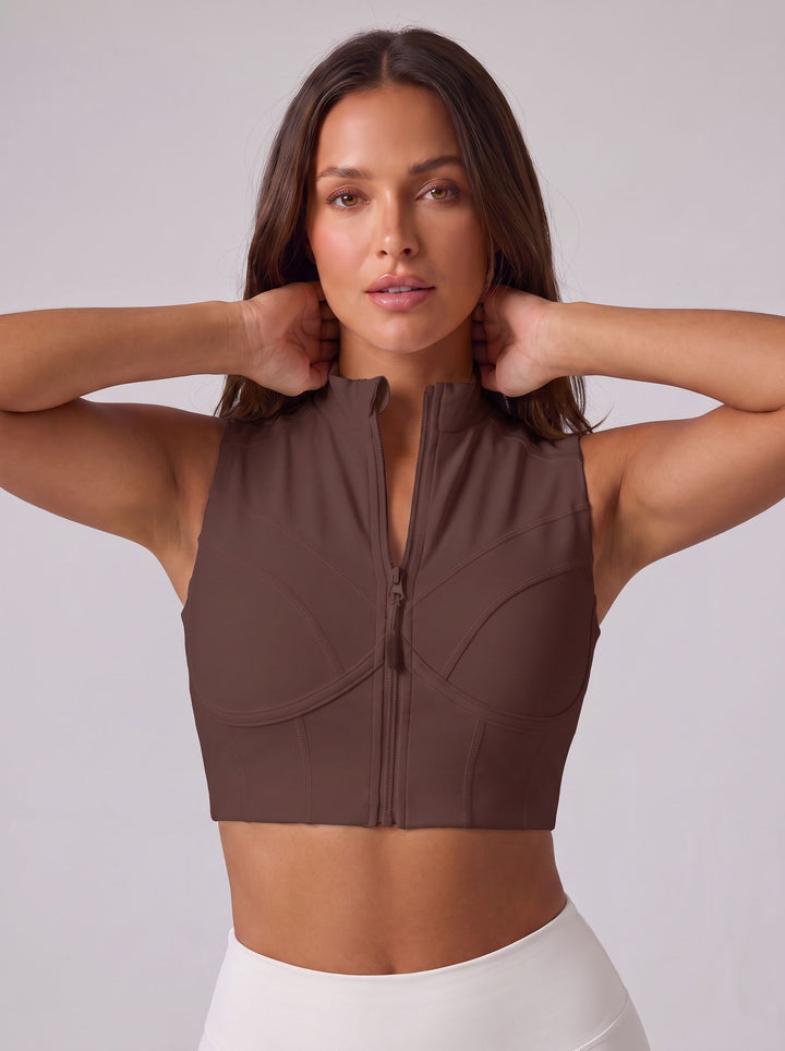 Sculpting Zip Front Athletic Tank Top